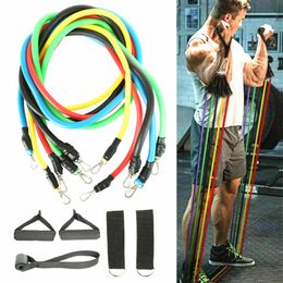 24h verzending, 11 stks / set Pull Touw Fitness Oefeningen Resistance Bands Latex Buizen Pedaal Excerciser Body Training Workout Elastische Band FY7007