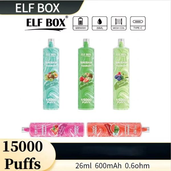 24hr Expédition V APE Box Box Elf Box 15000 Puffes 26 ml Cigarettes jetables E 12 saveurs 0,6 ohm Rechargeable 0% 2% 5%