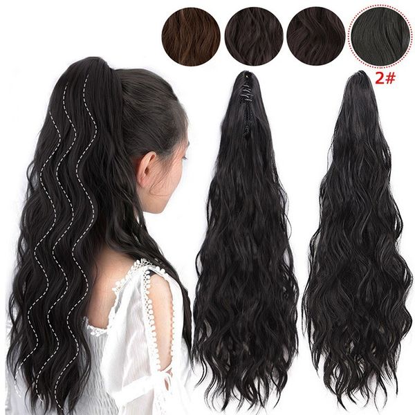 Pinza de pelo rizado ondulado y desordenado Natural para cola de caballo, extensión de cola de caballo de 24 pulgadas y 60cm de largo, peluca sintética para mujer Y01