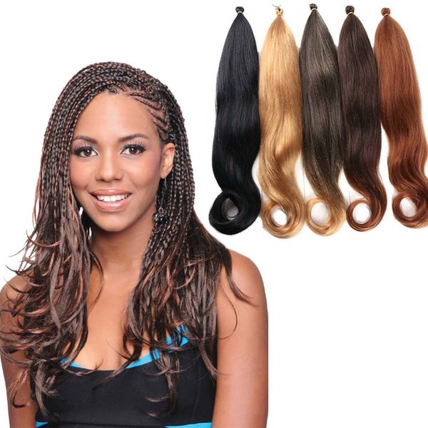 24 pouces 70g Yaki poney ondulé pré-étiré cheveux synthétiques soie bouclés extrémités Crochet tresses Extensions de cheveux