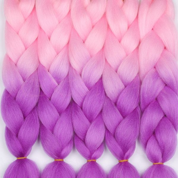 Extensiones de cabello de ganchillo sintético Ombre Kanekalon de 24 pulgadas, trenzas gigantes, peinados, rosa, rubio, rojo, azul, trenzas de caja