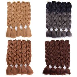 Extensión de cabello trenzado de Color Ombre de fibra de alta temperatura de pelo trenzado fácil de textura Yaki de 24 pulgadas para trenza