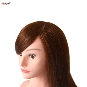 24inch 100% Natural Real Hair Maniquine Head avec épaule Kappershoofd Head Doll peut peindre une torsion en boucle pour faire de la tête de poupée de coiffure