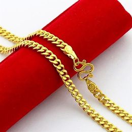 24 inch 5mm 24k Vergulde Kettingen Goud Kleur Ketting Man Vrouw Kettingen Sieraden voor Mannen Vrouwen Vervaagt niet Hoge Quality242B