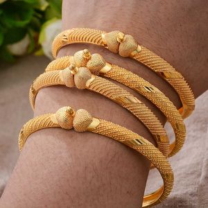 24K 4pcs / lot Dubaï Inde Ethiopien Gold Couleur Bracelets pour femmes Filles Party Bijoux Mariage Femme Heart Banglesbracelet Cadeaux Q0720