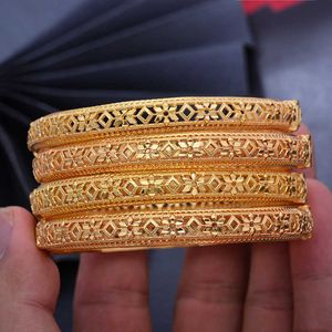24 k 4 pcs/lot éthiopien or couleur bracelets pour femmes/hommes dubaï bracelets afrique main chaîne bijoux éthiopien/arabe cadeau Q0720