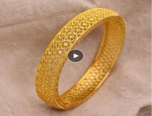 24k Dubai Gouden Armbanden voor Vrouwen Gouden Dubai Bruid Bruiloft Ethiopische Armband Afrika Bangle Arabische Sieraden Gouden Charme kinderarmband5270869