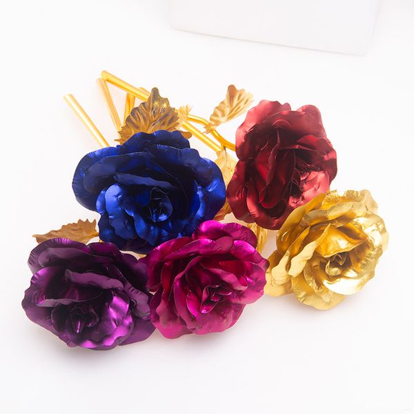 24K Foil Plated Gold Rose Flower Room Decor Dura para siempre Love Wedding Decorations Lover Creative Mother's / Valentine's Day Gift Entrega gratuita FHL403-WY1583