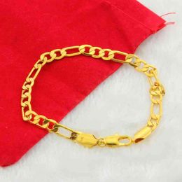 Pulsera de oro de 24 quilates Ferrero de 6 mm y 20 cm para mujeres y hombres, regalos de joyería para fiestas y bodas