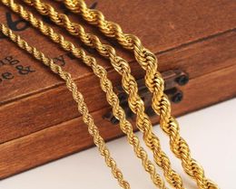 24K Goudkleur gevulde kettingketting voor mannen en vrouwen ketting Bracelet Goud touwketen Hoge kwaliteit 9489166