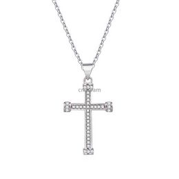 24K gouden diamant Cross ketting hanger kristal rij kettingen kettingen vrouwen mannen geloven Christus mode sieraden wil en zandig