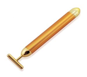 24k Gold Energy Face Roller Rouleaux de levage du visage Anti-rides T Bar Visage Vibrant Massage Peau Serrage Dispositif Beauté Care6490853