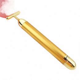 24k Gold Facial Afslanken Gezicht Schoonheid Bar Pulse Verstevigende Facial Roller Massager Lift Huidverstrakking Rimpel Vibrerende Tool y6t9 #