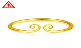 Bangos de oro de 24k Joyas finas de lujo para mujeres Tamaño de tamaño ajustable Promoción de hechizos Banda de cobre Pulseras reales6768617