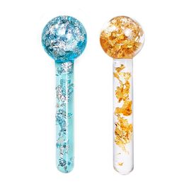 24K Gold Foil Ice Globes Masseur oculaire Mydrophone Filomage Facial Globes Face Neck Daily Beauty Rester la peau réductant l'inflammation des poches et les sacs sous les yeux