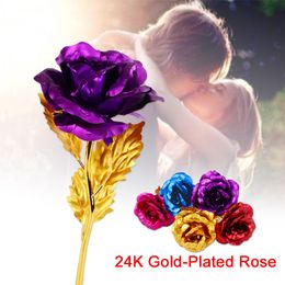 24k Feuille d'Or Plaqué Rose Artificielle Or Rose Décoration De Mariage Fleur D'or Décor Fleur Saint Valentin Cadeau De Noël Amoureux Rose