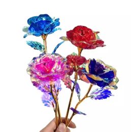 24K Gold Foil Rose Flower Led Luminous Galaxy Mother's Day Valentijnsdag Gift Fashion Gifts FY4432 BB0428