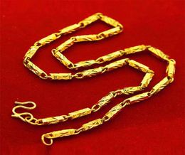 24K Gold Men039S 5 mm Hexagonal Chain Colorplated Goldplated Bamboo Necklace Vietnam Sand Gold Necklace7571573