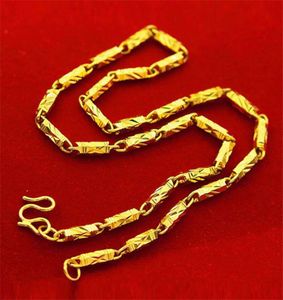 24K Gold Men039S 5 mm Hexagonal Chain Colorplated Goldplated Bamboo Necklace Vietnam Sand Gold Necklace3110561