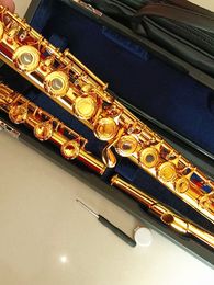 Flauta chapada en oro de 24 quilates, flauta profesional chapada en oro de 17 agujeros abiertos, caja de instrumentos musicales de examen de melodía C
