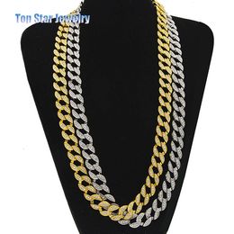 Discothèque Bijoux Plaqué Or 18 Carats Diamant MIAMI CUBAN LINK Chaîne Collier Hommes Hip Hop Bling Glacé Solid Rock Rap Chaînes Les Plus Cools 24 "/ 30"