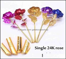 24K GOUD GOLDEREN ROSE With Love Holder Gift Box Valentines Mothers Day US Dipped Ship Flower Drop P9S4 Delivery 2021 Wrap Event Par4050290