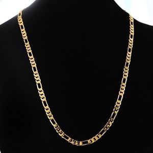 Correntes banhadas a ouro 24 quilates banhadas a platina elos masculinos NK de 4,5 mm colar figaro gargantilhas joias vintage