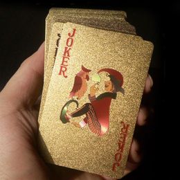 Cartes à jouer en or 24K, jeu de Poker, feuille d'or, ensemble de cartes magiques en plastique, étanches, Magie Jugando A Las Cartas292J