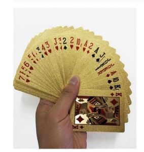Cartes de jeu en or 24K Gold Poker Deck Foil Foil Poker Set Plastic Magic Card Cartes imperméables Magic7912337