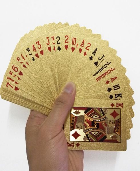 24k Gold Playing Cards poker jeu pont en orcheau or Poker Set Plastic Magic Card Cartes imperméables Magic NY0867282762