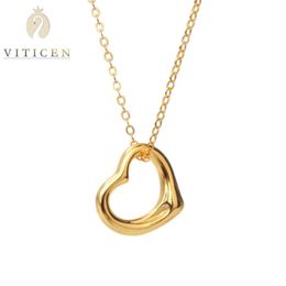 Collier en or pur 24 carats avec pendentif en forme de cœur d'amour pour femme, bijoux fins, cadeau pour petite amie et femme, collier en or 18 carats, bijoux pour femme 240119