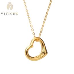 Pendentif chaîne en forme de cœur d'amour pur en or 24 carats, bijoux fins pour femme, cadeau pour petite amie et femme, collier 18 carats, 240311