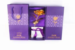 24k Gold Rose Flowers Valentines Day Regalo para fridend Decoraciones de la casa de bodas que sostiene Rose Artificial Flower2569008