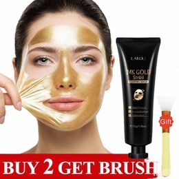 Masque Peel Off au collagène d'escargot en or 24 carats Enlève les points noirs Acné Anti-rides Lifting Raffermissant Huile-Ctrol Rétrécit les pores du visage Peau de voiture R6dc #