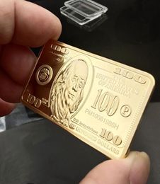 Monedas conmemorativas de EE. UU. de oro de 24 quilates, 44283 mm, EE. UU., 100 dólares, CoinArts and Crafts Bar, insignia de metal cuadrada, colección artesanal, recuerdo C8075284