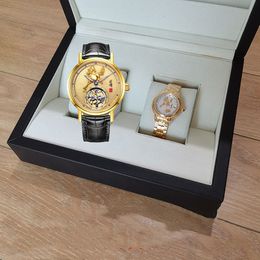24K luxe horloge polshorloges Tourbillon Gold Compated Watch Business Men Heken Mechanische ingelegde natuurlijke Jade Diamond Personality Man