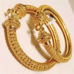 Brazaletes de lujo de 24k para boda de Dubái, Color dorado para mujeres y niñas, pulseras indias para novia, regalo de joyería, se puede abrir 220124254s