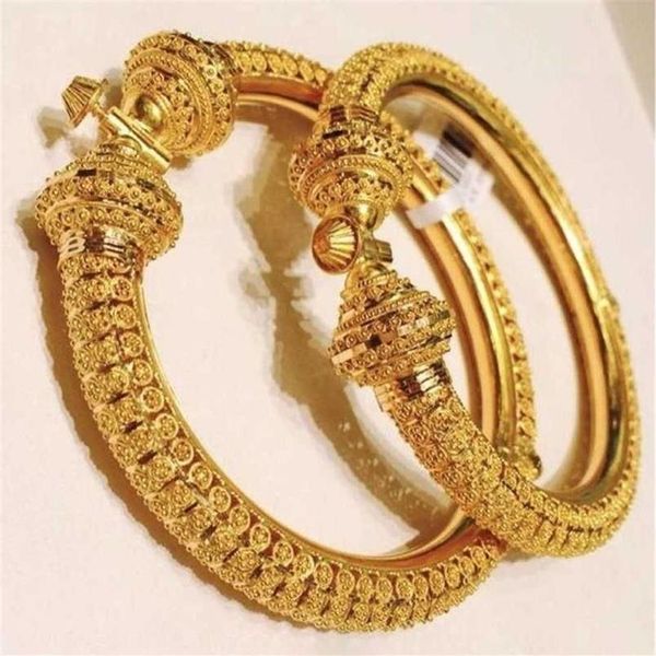 Mariage de luxe de luxe Dubaï Bangles Gold Couleur pour femmes Girls Mariage Bride India Bracelets Jewelry Gift peut ouvrir 220124179G