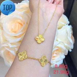 24K pure gouden ketting armband pandbaar Dubai echte gouden armband sieraden met ketting set voor vrouwen