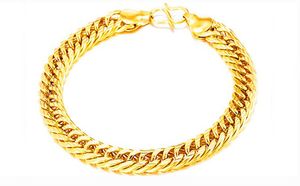 Bracelet couleur or plaqué or véritable 18 carats taille 8mm 20cm gros bracelet chaîne épaisse pour hommes bijoux en gros