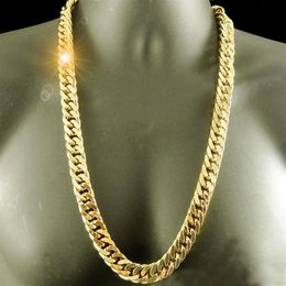 24K Echt GEEL GOUD AFWERKING MASSIEF ZWAAR 11MM XL MIAMI CUBAANSE CURN LINK KETTING KETTING Verpakt Onvoorwaardelijk Lif298T