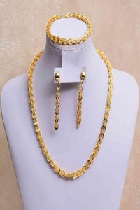 Ensemble de collier et boucles d'oreilles queue de phénix, couleur or, cadeaux de mariage arabe pour fête africaine, bijoux éthiopiens, 24k, 8137215