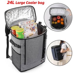 24l koeler doos picknicktas grote thermische rugzak geïsoleerd strandbier zip pack camping drink bento tassen 240328