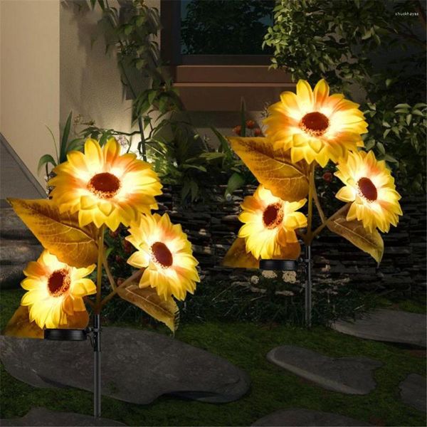 24led Luz de paisaje Iluminación exterior duradera Linterna de girasol 1.2v600mah Lámpara de césped Estaca de decoración de jardín