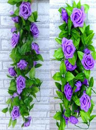 24m Fleurs artificielles Ivy Vine Fake Silk Roses Home Wedding Decoration suspendue Garland Decor2384963