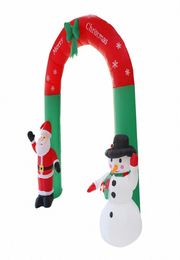 24m gigantische kerstman Claus sneeuwpop opblaasbaar boog tuin tuin boog led licht met pomp kerst Halloween rekwisieten feest opgeblazen lzj6113446