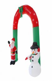 24 mètres géants de Santa Claus Snowman Snowman Archage gonflable Arcche LED LED avec pompe Christmas Halloween Spure Party Blow Up LZJ6751129