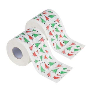 24m / roll Santa Claus Rendier Kerst Toiletpapier Kerstversiering Creatieve Gedrukt Kerstmis Papier Servet