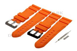 24 mm 26 mm boucle 22 mm hommes orange plongée en silicone en caoutchouc de montée en caoutchouc bracelet bracelet bracelet en acier inoxydable broche pour panerai l9712752