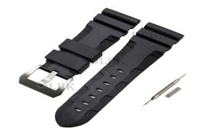 Boucle de 26 mm 26 mm 22 mm Band de montre noir plongée en caoutchouc en silicone Bracelet Sport Bouche en acier inoxydable pour Panerai LU256320788
